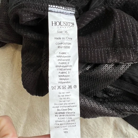 HOUSE OF CB Viktoria black matte sequin draped mini bodycon dress - Picture 12 of 16